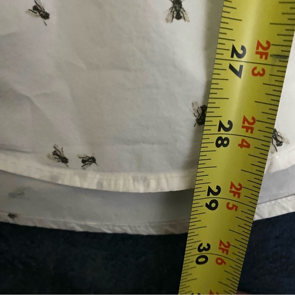 Zara Man Slim Fit Button Up White Shirt L Polka Dot Flies Unique Beelzebub Flies - Picture 8 of 8